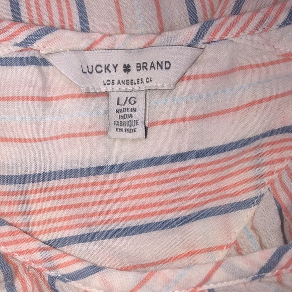 Lucky brand large striped button down cotton top - Picture 4 of 7